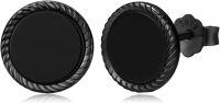 wholesale 925 Sterling Silver Black Onyx Zircon Celtic Viking Stud Earrings Hypoallergenic Punk Gothic Jewelry for Women Men-Black onyx-Black onyx