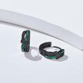 wholesale Black 925 Sterling Silver Emerald Stone Hoop Earrings 15mm Hypoallergenic  for Women and Men-0-2
