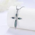 wholesale 925 Sterling Silver & Turquoise Women's Cross Necklace, Elegant Dainty Faith Jewelry Gift-0-1