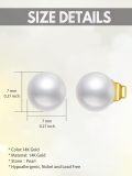 wholesale Gold 8mm Pearl Round Stud Earrings for Women - Valentines Day Gift-0-3