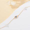 wholesale 14K Gold White Pearl and Sapphire Evil Eye Charm Bracelet (Adjustable)-0-4