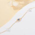 wholesale 14K Gold White Pearl and Sapphire Evil Eye Charm Bracelet (Adjustable)-0-4