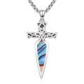 wholesale 925 Sterling Silver Celtic Cross Abalone Shell Dagger Pendant Necklace for Men Women Vintage Gothic s 48cm Chain Length-0-0