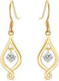wholesale 14K Gold Infinity Drop Moissanite Earrings for Women - Valentine's Day Gift Ideas-14K Yellow Gold