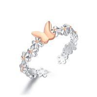 wholesale 925 Sterling Silver Butterfly Flower Adjustable Wrap Ring for Women Girls-Butterfly