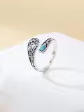 TOUPOP Sterling Silver Adjustable Thumb Spoon Rings Boho Antique Jewelry-0-1