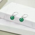 wholesale 925 Sterling Silver Yellow Jade Round Ball Leverback Dangle Drop Earrings for Women-0-5