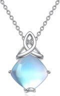 wholesale 925 Sterling Silver Blue Moonstone & Celtic Knot Pendant Necklace-0-0