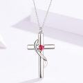 wholesale 925 Sterling Silver White Gold & Sterling Silver Birthstone Cross Urn Necklace for Ashes – Infinity Engraved Cremation Pendant with 1.35mm Chain-0-1