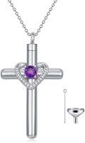 wholesale Sterling Silver Austrian Crystal Cross Urn Necklace for Ashes Pet Human Keepsake-0-15