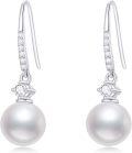 wholesale 10K Gold Moissanite & Freshwater Pearl Dangle Earrings, Hypoallergenic, 9mm, 28mm, Gift for Women-0-0
