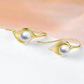 wholesale 925 Sterling Silver Gold Plated 6mm White Pearl Calla Lily Earrings for Women-0-4