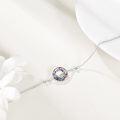 wholesale 925 Sterling Silver Blue Crystal Circle Chain Bracelet for Women s-0-18