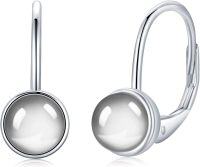 wholesale 925 Sterling Silver 7mm Egg Cut Birthstone Leverback Drop Earrings for Women Girls-April Birthstone