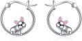 wholesale 925 Sterling Silver Cat Hoop Earrings - Cute Animal  for Women-0-0