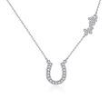 wholesale 925 Sterling Silver Horseshoe Luck Star Cubic Zirconia Platinum Plated Pendant Necklace-0-0
