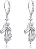 wholesale 925 Sterling Silver Hypoallergenic Dangle Horse Head Drop Earrings with Cubic Zirconia Stones for Women-0-0