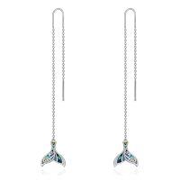 wholesale 925 Sterling Silver Rainbow Enamel Earrings-Mermaid thread earrings