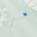 wholesale 925 Sterling Silver Blue Lotus Pendant Necklace With Moonstone Drop-0-3