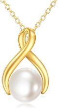 wholesale 14K Gold AAA Freshwater Pearl Infinity Pendant Necklace for Women - Elegant Mother's Day Gift-0-0