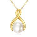 wholesale 14k Gold White Pearl Pendant Necklace With Floral Design For Women-0-0