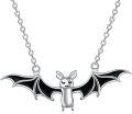 wholesale 925 Sterling Silver Black Enamel Bat Pendant Necklace for Women Girls Gothic Halloween s-0-0