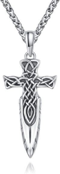 wholesale  Metal Norse Cross Viking Gungnir Necklace Odin's Spear Pendant Amulet -SILVER