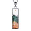wholesale 925 Sterling Silver Malachite & Agate Mountain Pendant Necklace for Women - Christmas Gifts-0-0
