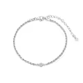 wholesale 925 Sterling Silver Rope Chain CZ Circle Charm Bracelet Wholesale for Women - 7 inches Length-0-0