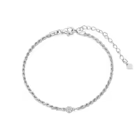 wholesale 925 Sterling Silver Rope Chain CZ Circle Charm Bracelet Wholesale for Women - 7 inches Length-Style-2