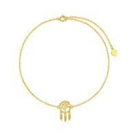 wholesale 14k Gold Tree Of Life Dreamcatcher Feather Charm Bracelet For Women-Yellow Gold