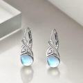 wholesale 925 Sterling Silver Round Blue Moonstone Celtic Knot Leverback Drop Earrings-0-2