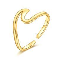wholesale 9k Gold Wave Heart Open Ring Adjustable Band For Women-gold wave rings
