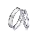 TOUPOP White/Rose/Yellow Gold Plated Moissanite Heart Wedding Bands Set-0-0