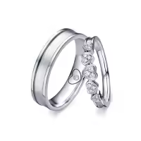TOUPOP White/Rose/Yellow Gold Plated Moissanite Heart Wedding Bands Set-undefined