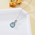 wholesale  925 Sterling Silver & Natural Blue Larimar Infinity Necklace, 8mm Gemstone, 18+2 Chain, Gift Box-0-3