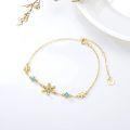 wholesale 14k Gold Blue Topaz Snowflake Bracelet-0-4