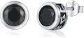 wholesale 925 Sterling Silver Black CZ Round Stud Earrings for Men & Women-0-0