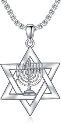 wholesale 925 Sterling Silver Hanukkah Star of David Pendant for Men Women -Menorah