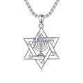 wholesale 925 Sterling Silver Star Of David And Menorah Pendant Necklace-0-0