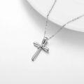wholesale 10K White Gold Natural Diamond Cross Pendant Necklace for Women 16 Chain-0-2