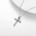 wholesale 10K White Gold Natural Diamond Cross Pendant Necklace for Women 16 Chain-0-2