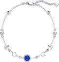 wholesale 925 Sterling Silver Blue Stone Beaded Anklet with Stars and Moons - Adjustable Size s for Women-0-0