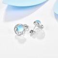 wholesale 925 Sterling Silver Round Blue Opalite Gemstone Stud Earrings Hypoallergenic Light Weighted Jewelry for Women Girls Gifts-0-1