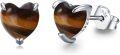 wholesale 925 Sterling Silver Tiger Eye Heart Stud Earrings & Pendant Set Hypoallergenic Jewelry for Women Girls Gift Boxed-0-0