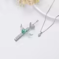 TOUPOP Sterling Silver Tanzanite Blue Topaz Heart Crystal Memorial Urn Pendant-0-2