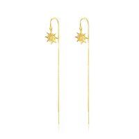 wholesale 925 Sterling Silver Yellow Gold Plated Sun & Moon Threader Earrings with Simulated Opals and Cubic Zirconia Stones-Sun