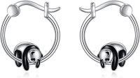 wholesale 925 Sterling Silver Black Enamel Panda Charm Huggie Hoop Earrings for Women-01-Panda Hoop Earrings