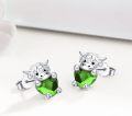wholesale 925 Sterling Silver Birthstone Highland Cow Stud Earrings Cute Animal Jewelry Gift for Women Girls-0-1