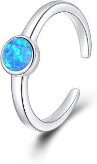 wholesale 925 Sterling Silver Moonstone Opal Larimar Leaf Toe Ring for Women Adjustable Body Jewelry Gift-Opal